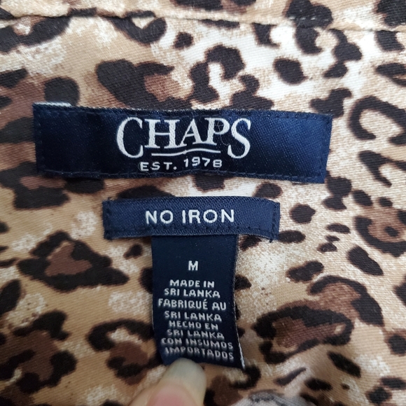 Chaps animal print button down blouse.  Medium - Picture 5 of 6